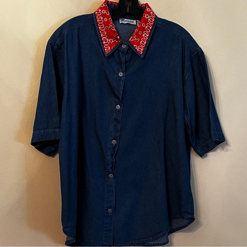 Vintage Marisol Blue Denim Button Down Shirt Size M